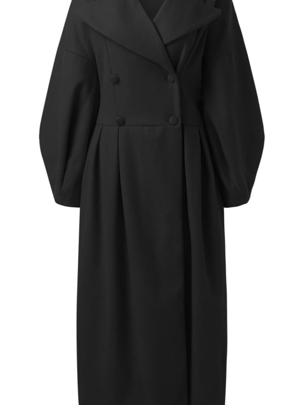 SOLID LANTERN SLEEVES WIDE LAPEL COAT